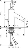 Смеситель Hansgrohe AXOR Starck для раковины 10010000 схема 1