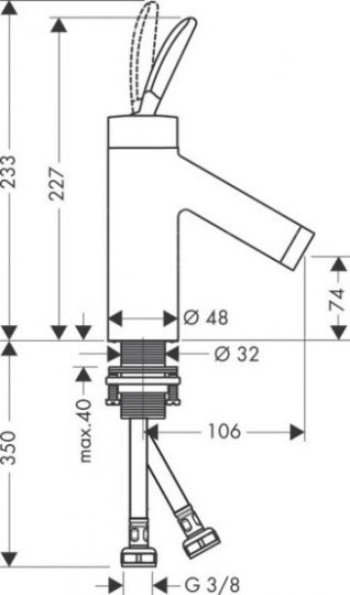 Смеситель Hansgrohe AXOR Starck для раковины 10018000 ФОТО