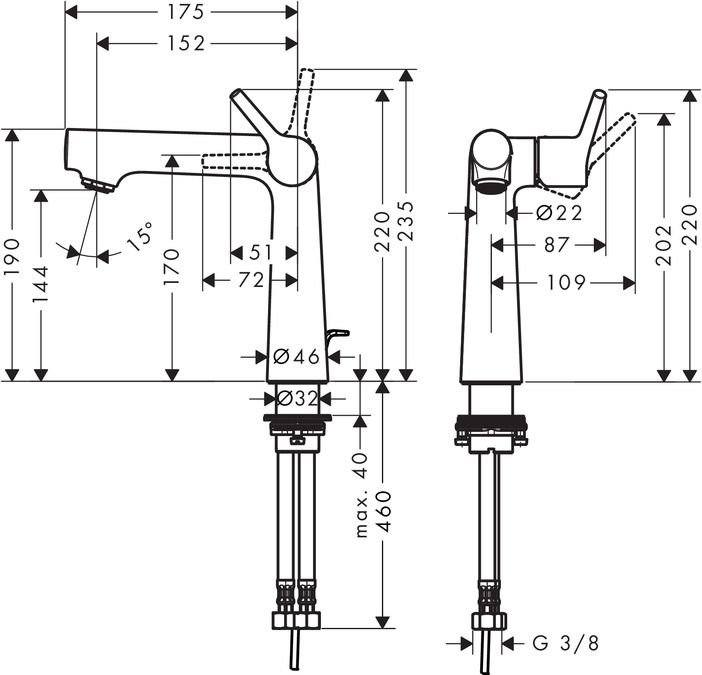 Смеситель Hansgrohe Talis S для раковины 72113000 схема 1