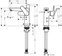 Смеситель Hansgrohe Talis E для раковины 71755000 схема 1