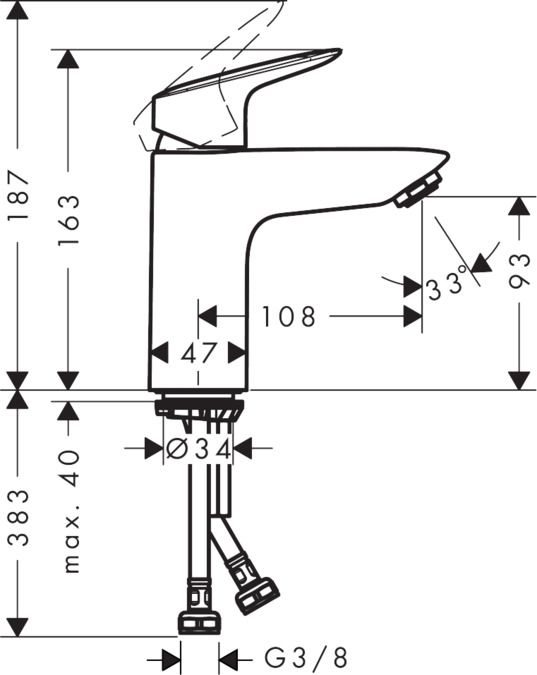 Смеситель Hansgrohe Logis для раковины 71107000 схема 1