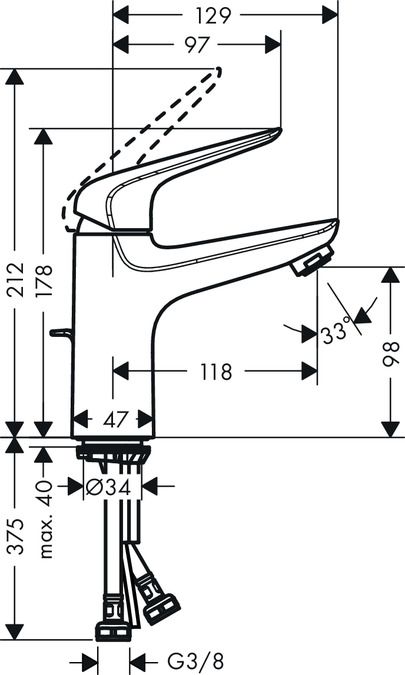 Смеситель Hansgrohe Novus для раковины 71030000 схема 1