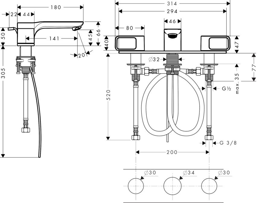 Смеситель Hansgrohe AXOR Urquiola для раковины 11040000 ФОТО