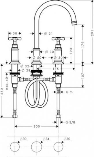 Смеситель Hansgrohe AXOR Montreux для раковины 16513000 ФОТО