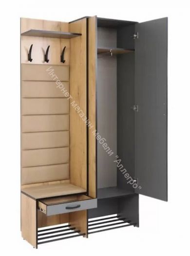 Прихожая Ольга-Лофт 4 (Дуб Крафт Золотой/Темно-Серый)