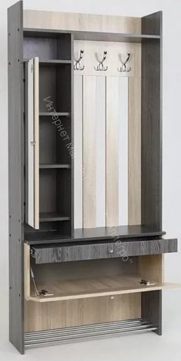 Модульная прихожая Гретта (Ясень Черный/Дуб Сонома)