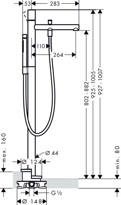 Смеситель Hansgrohe AXOR Uno для ванны с душем 45416000 ФОТО