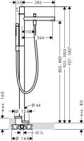 Смеситель Hansgrohe AXOR Uno для ванны с душем 45416000 схема 1