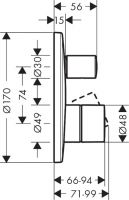 Смеситель Hansgrohe AXOR Uno для ванны/душа 45405000 схема 1