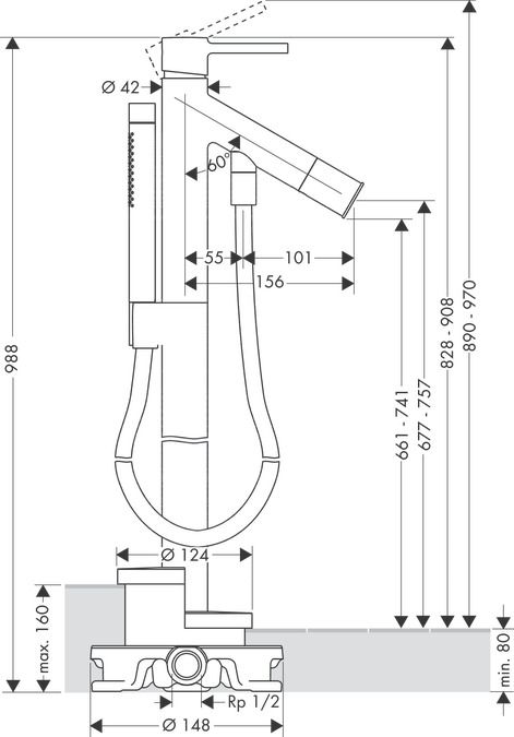 Смеситель Hansgrohe AXOR Starck для ванны с душем 10456000 ФОТО