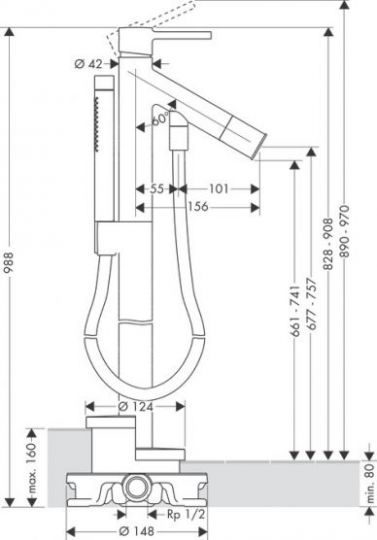 Смеситель Hansgrohe AXOR Starck для ванны с душем 10456000 ФОТО