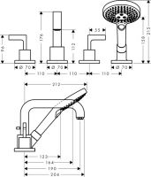 Смеситель Hansgrohe AXOR Citterio для ванны с душем 39454000 схема 1