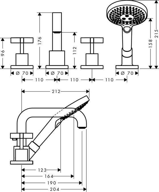 Смеситель Hansgrohe AXOR Citterio для ванны с душем 39453000 ФОТО