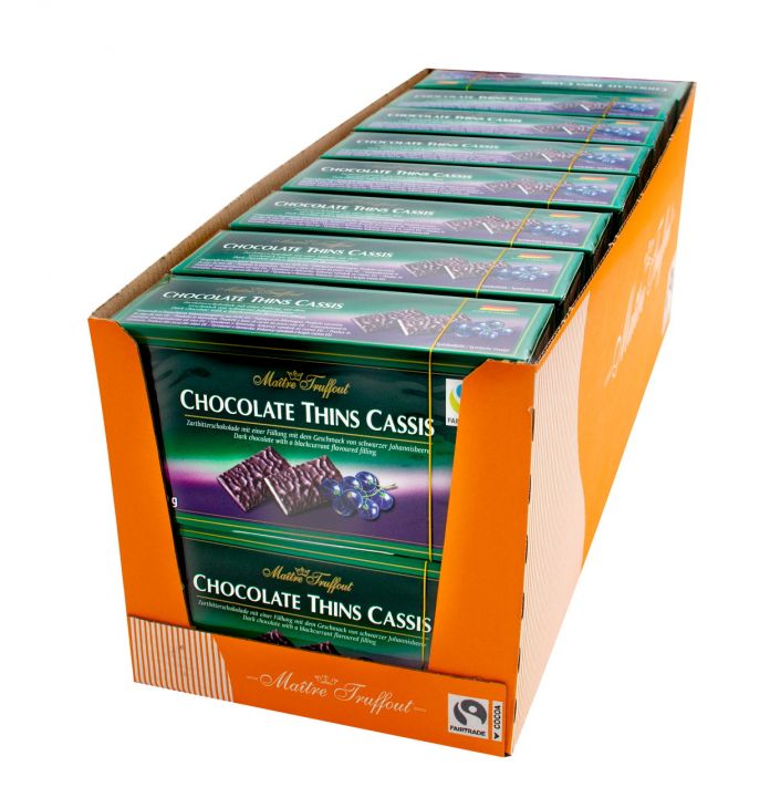 Chocolate Thins Cassis - dark chocolate bars blackcurrant 200g