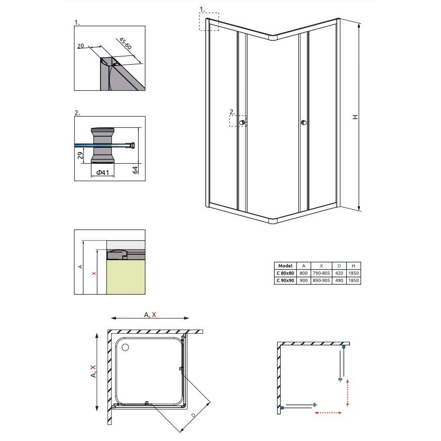 Хромированный душевой уголок Radaway Classic C ФОТО