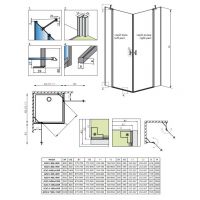 Утолщенное душевое ограждение Radaway Nes 8 KDD II распашное схема 2