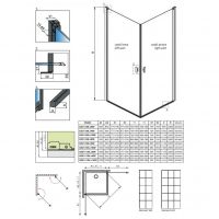 Черное решетчатое душевое ограждение Radaway Nes 8 KDD I Factory с распашными дверями схема 2