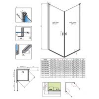 Черное душевое ограждение Radaway Nes 8 KDD I Frame с распашными дверями схема 2