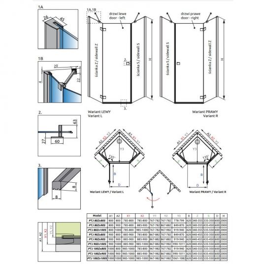 Пятиугольный душевой уголок Radaway Essenza New PTJ ФОТО