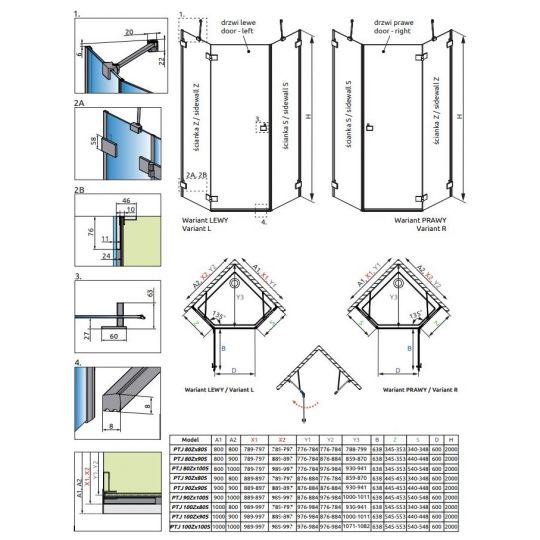 Пятиугольное душевое ограждение Radaway Essenza Pro PTJ ФОТО