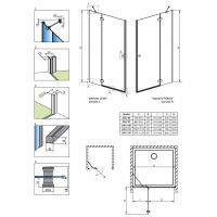 Распашная душевая дверь в нишу Radaway Torrenta DWJ схема 2