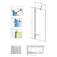 Шторка на ванну Radaway Essenza Pro PNJ II фиксированная из стекла схема 2