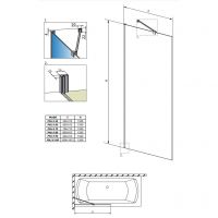 Фиксированная шторка на ванну Radaway Idea Black PNJ II Frame в раме схема 2