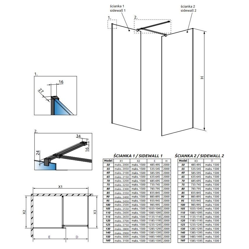 Душевая перегородка из стекла Walk-in Radaway Modo X Black III Frame ФОТО