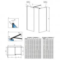 Душевая перегородка из стекла Walk-in Radaway Modo X Black III Frame схема 2