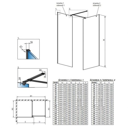 Душевая перегородка из стекла Walk-in Radaway Modo X Black III Frame ФОТО