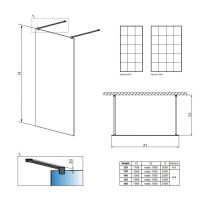 Душевая перегородка Walk-in Radaway Modo New Black I Factory с черной решеткой схема 2