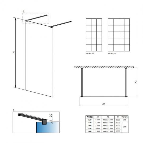 Душевая перегородка Walk-in Radaway Modo New Black I Factory с черной решеткой ФОТО