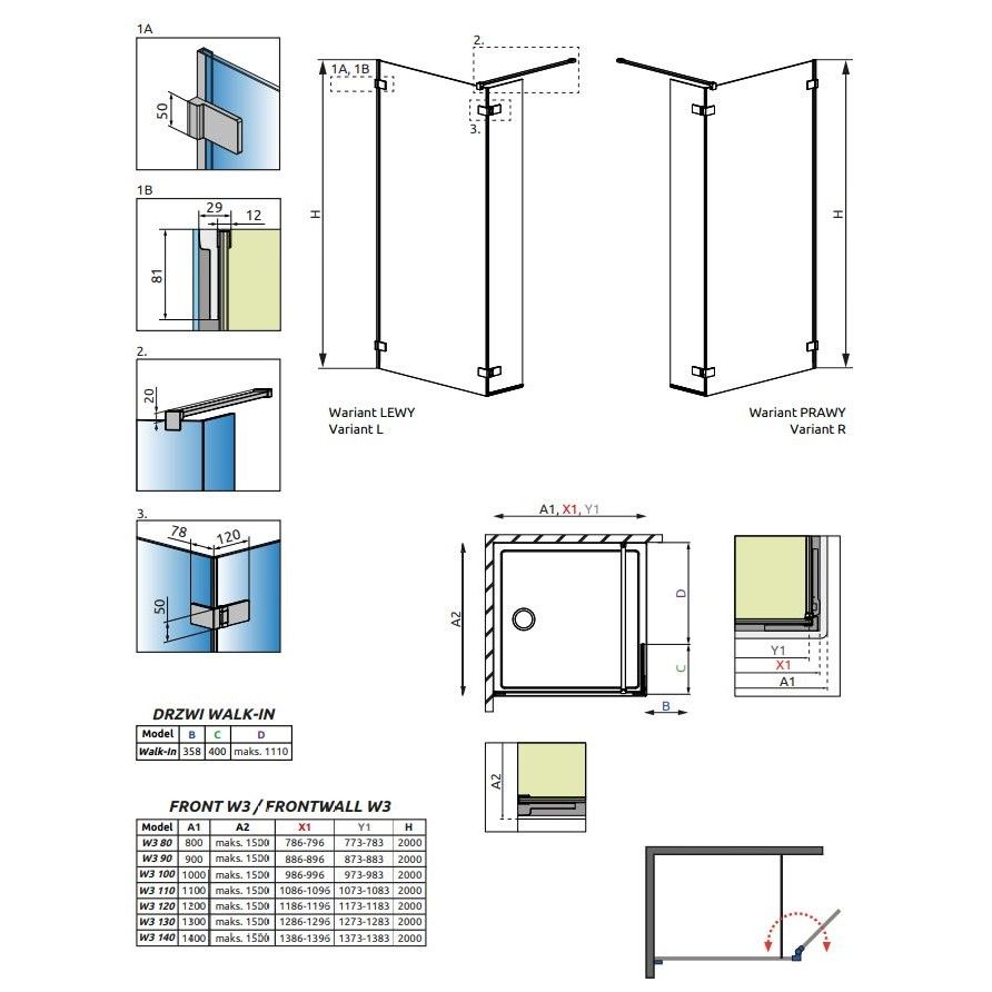 Г-образная душевая перегородка Radaway Arta Walk-in ФОТО