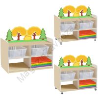 ТУМБА ДЛЯ ИГРУШЕК И ПОСОБИЙ 23 ДВУСТОРОННЯЯ С 4-МЯ КОНТЕЙНЕРАМИ И МИНИ-МАТАМИ