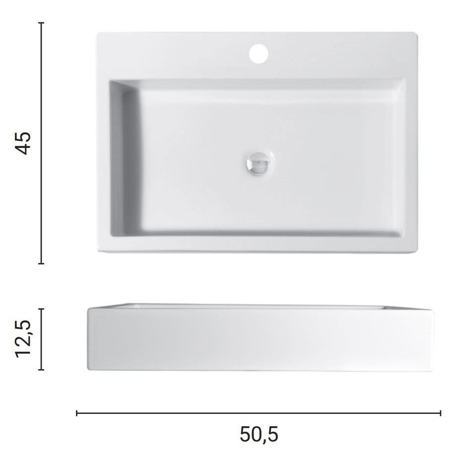 Раковина Nic Design Cool с 1 отверстием по запросу 50,5x45x12,5 001 246 схема 2