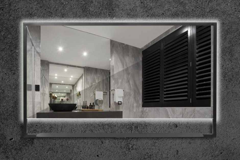 Изображение Зеркало Armadi Art Vallessi прямоугольное 100*80 с полочкой антрацит 552/2