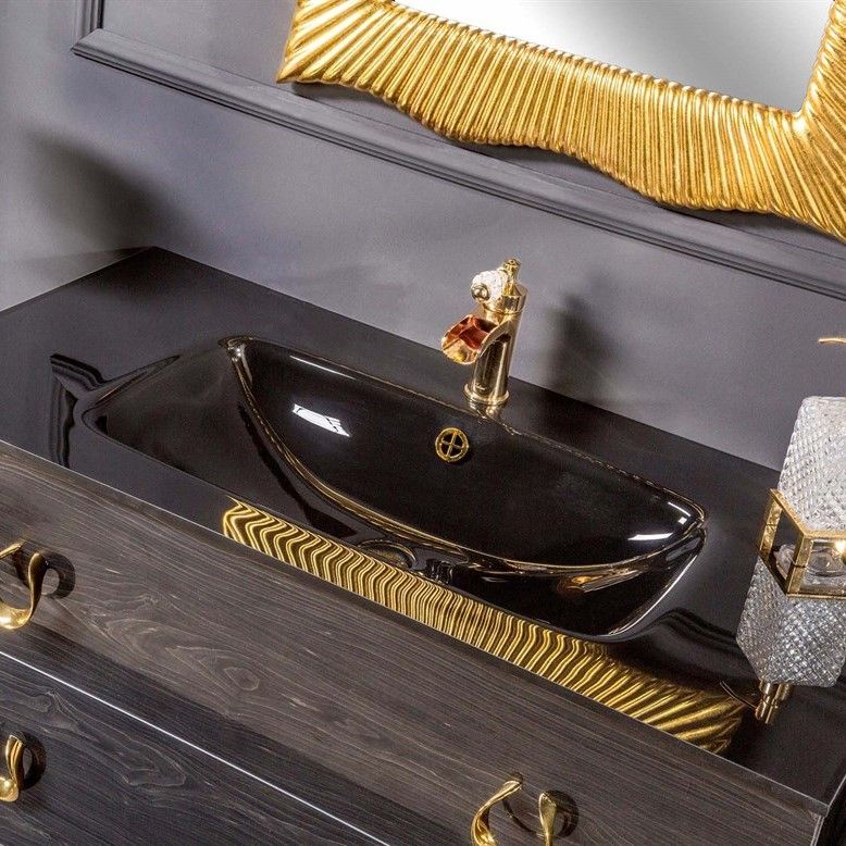 Столешница стеклянная моноблок 80 Armadi Art 852-080-BW BlackWood