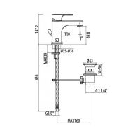 Смеситель для раковины Gattoni H2OMIX1000 1041-1042 излив 110 мм схема 4