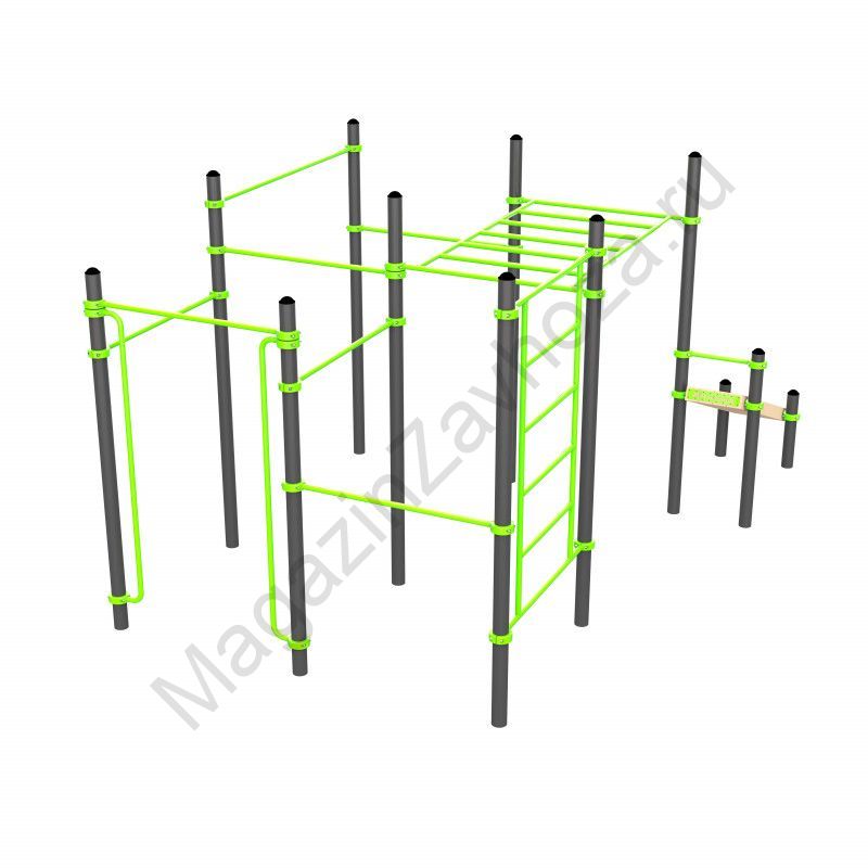 W326 Воркаут (поручни, 7 перекладин, рукоход клас., шведская стенка, наклонная скамья) Zavodsporta
