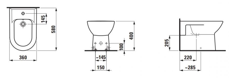 Laufen Pro 8.3295.1.400.304.1 Напольное биде