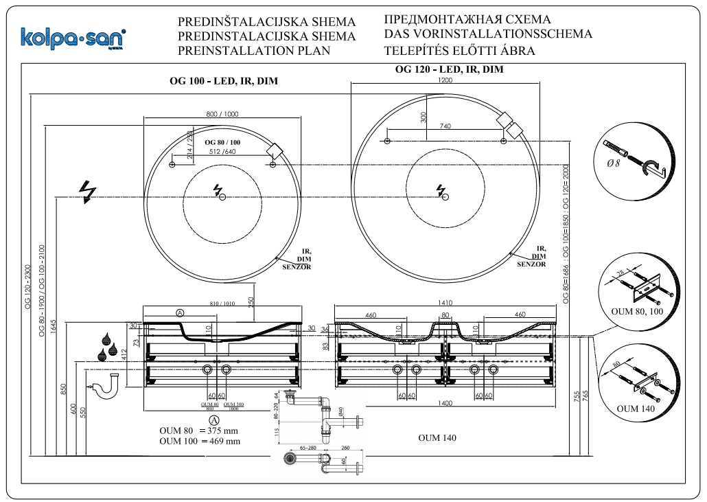 Тумба Kolpa San MALAYA (Малайя) с раковиной 81х41 схема 3