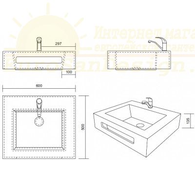 Раковина Kolpa-San Kvadra WB 60х50 схема 1