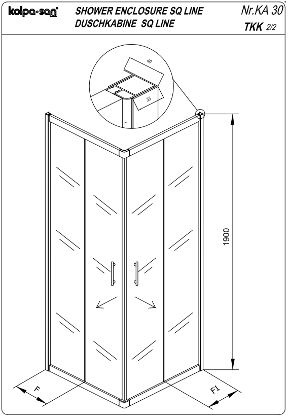 Прямоугольная душевая кабина Kolpa San SQ LINE TKK схема 3