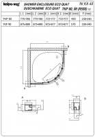 Душевая кабина Kolpa San ECO QUAT TKP четверть круга схема 2