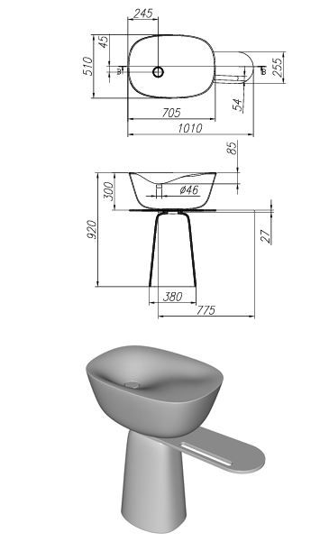 Раковина Kolpa San MILO BASIN SINGLE (Мило) 70х51 ФОТО