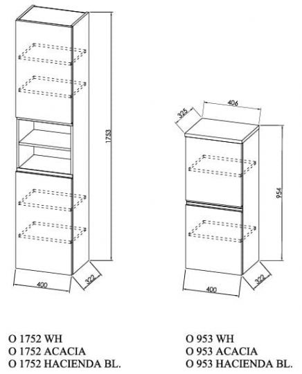 Шкаф-пенал Kolpa San OXANA O (Оксана) 41х33 схема 2
