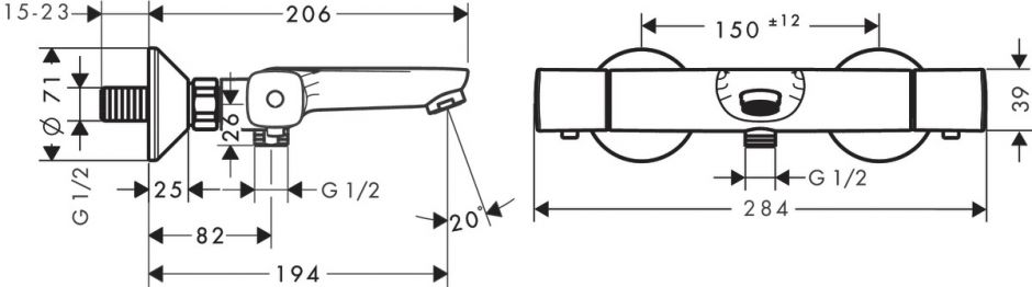 Смеситель Hansgrohe Ecostat Universal для ванны с душем 13123000 ФОТО