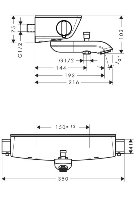 Смеситель Hansgrohe Ecostat Select для ванны с душем 13141400 ФОТО