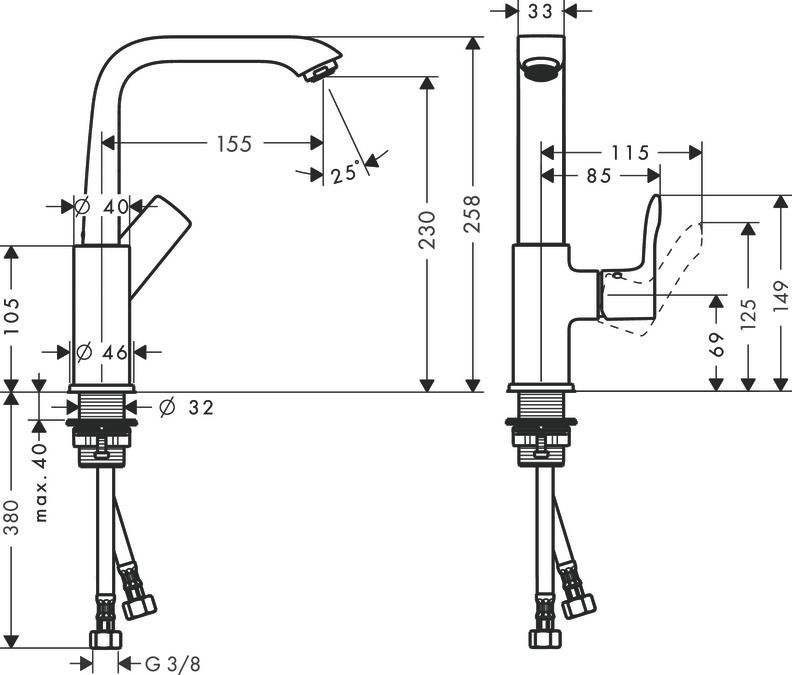 Смеситель Hansgrohe Metris для раковины 31081000 ФОТО