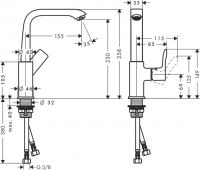 Смеситель Hansgrohe Metris для раковины 31081000 схема 1